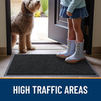OLANLY Front Door Mat Indoor Outdoor Entrance, Waterproof Heavy Duty Doormat, Fade Resistant, Low Profile, Easy Clean Patio Porch Welcome Floor Mats for Entry, 71x23, Black