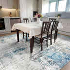 Washable Area Rug for Living Room 6x9 - Neutral Modern Abstract Rugs, Soft Non Slip Thin Carpet with for Bedroom, Under Dining Room Table, Home, Office, Dorm - Blue Gray