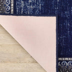 Antep Rugs Alfombras Bordered Modern 2x4 Non-Slip (Non-Skid) Low Pile Rubber Backing Kitchen Area Rug (Navy, 2'3" x 4')