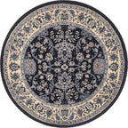 Unique Loom Sialk Hill Collection Area Rug - Washington (4' 1" Round Black/Gray)