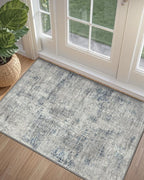 DEXI Area Rugs for Entryway 2x3, Washable Low Pile Modern Abstract Entry Rug Non Slip, Small Indoor Door Mat for Bedroom Kitchen Entrance Hallway, Blue