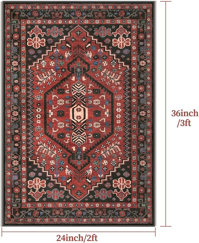 Ciicool Small Area Rug, 2x3ft Boho Rug, Ultra Soft Entry Rugs for Entryway, Non-Slip Washable Oriental Low-Pile Indoor Mat Floor Carpet for Entrance Bedroom Kitchen Bathroom Foyer Decor