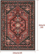 Ciicool Small Area Rug, 2x3ft Boho Rug, Ultra Soft Entry Rugs for Entryway, Non-Slip Washable Oriental Low-Pile Indoor Mat Floor Carpet for Entrance Bedroom Kitchen Bathroom Foyer Decor