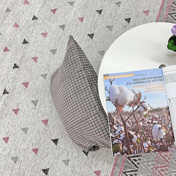 Alfa Rich 3x5 Mauve Gray Off White Washable Area Rugs for Living Room Bedroom Kitchen Decor Runner