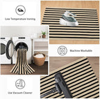 Outdoor Striped Rugs 3'x5', Black and Tan Cotton Hand Woven Front Door Mat,Washable Reversible Front Porch Rug, Foldable Layered Door Mats for Entryway/Home Entrance/Farmhouse