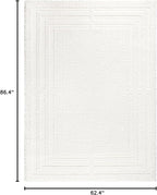 Town & Country Everyday Cloud Shag Plush Border Area Rug with High-Low Pile, Ivory, 5'2"x7'2"