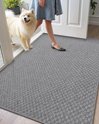 Color&Geometry Large Front Door Mat Indoor Entrance Non Slip Rubber Backed, 36"x56" Indoor Door Mats for Entryway, Dirt Trapper Double Doormat, Washable, Dark Grey (Rolled-up NO Creases)