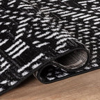 Rugshop Boho Black Tribal Area Rug Modern Indoor Carpet for Living Room, Bedroom, or Entryway – Non-Shedding, Low Pile Geometric Design 4' x 6'