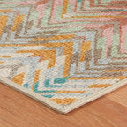 Dash & Albert Seneca Blue Machine Washable Rug, 7.5 X 9.5 Feet, Multicolored Graphic Pattern