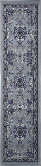 Home Dynamix Premium Sakarya Traditional Medallion Border Area Rug, Silver, 1'9"x7'2" Runner