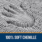 OLANLY Bathroom Rugs 47x32, Extra Soft Absorbent Chenille Bath Rugs, Rubber Backing Quick Dry, Machine Washable Bath Mats for Bathroom Floor, Tub and Shower, Home Decor Accessories, Grey