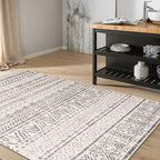 Rugshop Geometric Boho Area Rug – Gray Tribal Pattern, Perfect for Living Room, Bedroom, Dining Room, 4' x 6'
