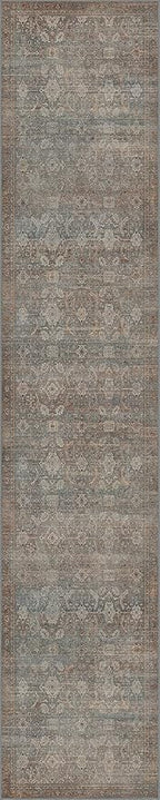 2x10 Runner Rug Machine Washable Boho Runners for Hallway,Ultra-Thin Low Pile Rug,Lightweight Indoor Carpet,Non Slip Floral Runners for Enrtyway, Corridor, Home Office, Kitchen,Grayish Blue