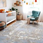 WITSHOCK Abstract 9x12 Rugsfor Living Room: Blue Brown Rugs for Bedroom Aesthetic, Dining Room Under Kitchen Table, Washable Soft Non Slip Large Area Eclectic Unique Décor