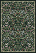 Lahome Floral Living Room Rug, 6x9 Soft Washable Rugs for Bedroom, Thin Green Area Rug for Dining Room, Non Shedding Print Carpet for Guestroom