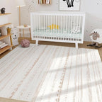 Nakagishi Area Rugs 9x12 Living Room: Washable Boho Large Neutral Modern Soft Farmhouse Rug Stain Resistant Indoor Floor Non-Slip Carpet for Bedroom Nursery Kids Playroom Office Dining Room- Brown