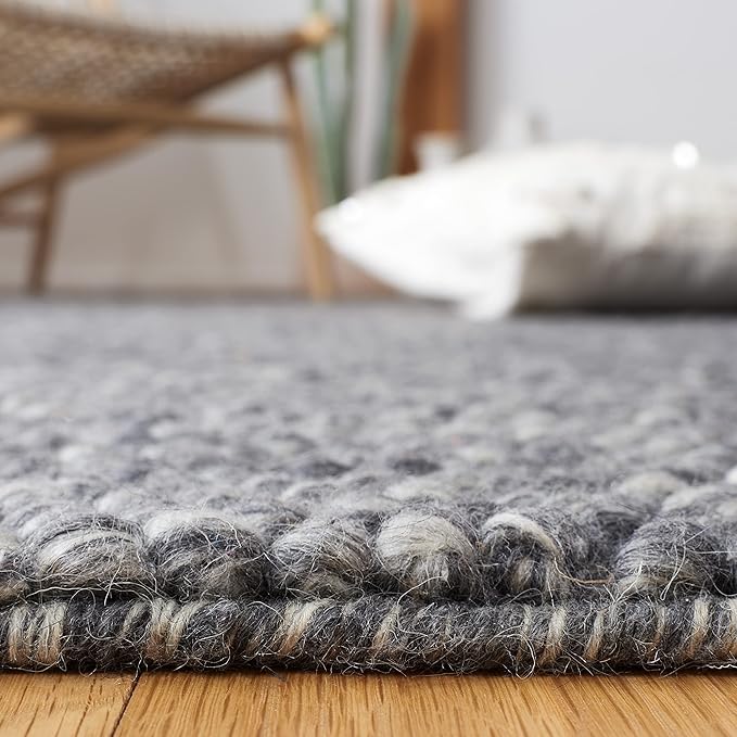 SAFAVIEH Natura Collection Runner Rug - 2'3" x 16', Dark Grey, Handmade Wool Blend, Textured Design, Ideal for Hallway, Bedroom, Foyer (NAT620H)