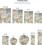 ReaLife Rugs Machine Washable Area Rug Runner - Living Room Bedroom Bathroom Kitchen Entryway Office - Padded Low Pile Stain Resistant Premium - Modern Abstract Contemporary - Quinn - Beige 2'6" x 6'