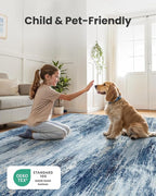 AMADA HOMEFURNISHING 5x7 Area Rugs for Living Room, Modern Abstract Washable Rug Neutral Soft with Non-Slip Backing & Low Pile Kids Rug for Resistant, Bedroom, Nursery Home Office, Blue