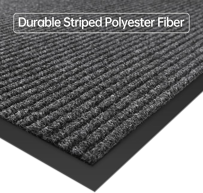 Front Door Mat, 3' x 10' Heavy Duty Indoor Outdoor Welcome Mat for Entryway, Commercial Entrance, Low Profile, Non-Slip, Durable Rubber Backing for Patio, Home