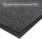 Front Door Mat, 2' x 6' Heavy Duty Indoor Outdoor Welcome Mat for Entryway, Commercial Entrance, Low Profile, Non-Slip, Durable Rubber Backing for Patio, Home