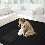 CAMILSON Modern Black Non Slip Rug 4x6 Ultra Soft High Pile Area Rugs Non Skid Rubber Backing Durable & Easy to Clean Carpet for Living Room Bedroom Kids Room Indoor Use (4 x 6 Black)