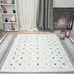 Alfa Rich 3x5 Gray Off White Washable Area Rugs for Living Room Bedroom Kitchen Dining Cotton Runner