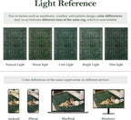 Moynesa Green 8x10 Living Room Rug, Vintage Washable Area Rug for Bedroom Dining Room Office, Low Pile Soft Non-Slip Retro Accent Carpets for Kitchen Indoor Nursery