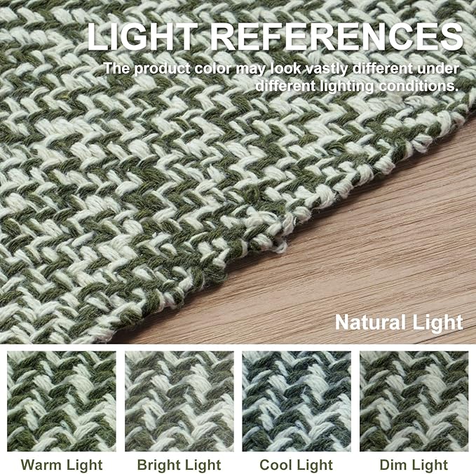 Collive Long Hallway Runner - Olive Green/Cream Braided Woven Kitchen Rug, 2.6' x 8', Washable Indoor Entryway Carpet for Bedroom Doorway