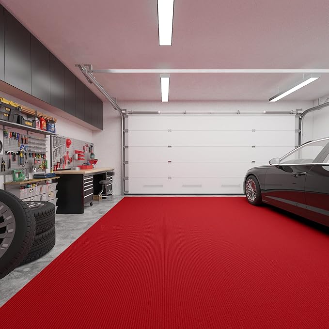 Ottomanson 6'6" x 45' Hallway Runner with Scraper Pile Extra Durable Non-Slip Rug Mat for Indoor & Outdoor Use - Ideal for Kitchen, Entryway, Patio & Garage - High-Traffic Carpet, Red