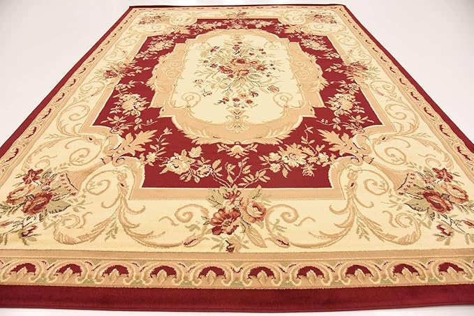 Unique Loom Versailles Collection Traditional Classic Floral Motif Area Rug (8' 0 x 11' 4 Rectangular, Burgundy/ Ivory)