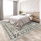 7X9 Area Rugs - 7X9 Washable Area Rug Indoor Vintage Rug Print Rug Low-Pile Floor Carpet for Living Room, Bedroom (Olive Charcoal)