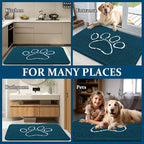 OLANLY Dog Door Mat for Muddy Paws 59x24, Paw Print Design, Absorbs Moisture and Dirt, Absorbent Non-Slip Washable Doormat, Quick Dry Chenille Mud Mat, Entry Indoor Entryway Carpet, Atlantic Blue