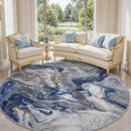 6x6 Round Area Rugs for Living Room, Modern Abstract Rug for Bedroom, Contemporary Machine Washable Rug, Large Stain Resistant Carpet for Dining Room Playroom Home Office, Pet & Kids Friendly