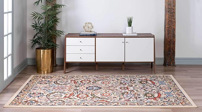 Unique Loom Espahan Collection Area Rug - Cape Cod (9'x 12' Rectangle, Cream/ Black)