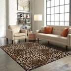 Leopard Rug 5x7 Washable Animal Print Rug Living Room Large Carpet Soft Non-Slip, Non-Shedding Brown Carpet for Office Dormitory Bedroom