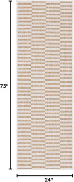 Unique Loom Outdoor Striped Collection Area Rug - Striped (2' x 6' 1" Runner, Taupe/Ivory)