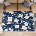 Boho Rugs for Bedroom - 6x8 Area Rug - Blue White Flowers Rugs for Living Room, Vintage Modern Flowers Rug, Washable Home Decor Carpet