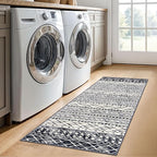 KUTA Moroccan Washable Runner Rugs 2x5, Non-Slip Vintage Black Navy Blue Boho Hallway Kitchen Rugs Ultra Soft Geometric Floor Carpet Runners for Bedroom Laundry Living Room