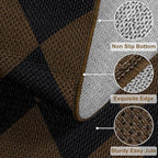 Easy Jute Checkered Area Rug, 3x5 Indoor Outdoor Entryway Rug Washable Coffee Modern Diamond Kitchen Rugs, Non-Slip Neutral Farmhouse Throw Carpet for Living Room Patio Kids Room