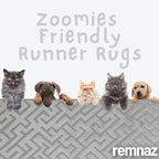 15ft Custom Hallway Rug - Deco Grey | Non-Slip Rubber Backed | Washable & Pet Friendly | Edge Bound