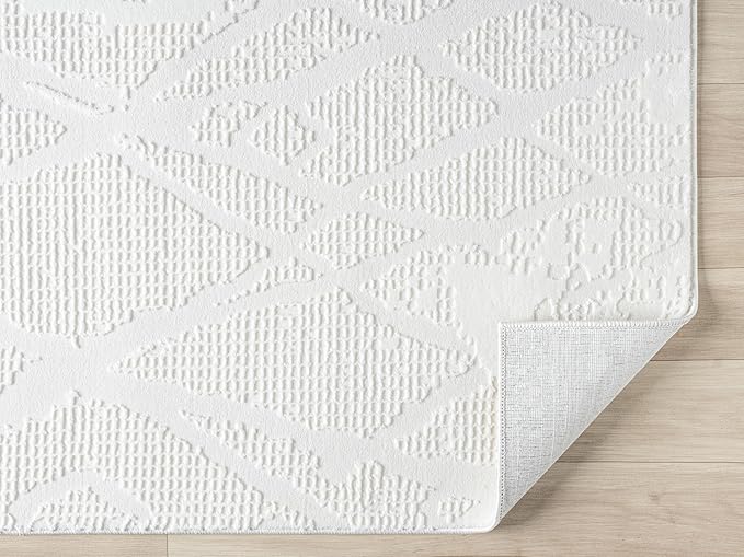 Adel Modern Area Rug for Living Room, 6x9 Rustic Distressed Abstract Cream Neutral Rug, Medium Pile Stain Resistant Carpet for Bedroom, Dining Room or Kitchen (6' x 9', Cream)
