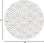 Rugs.com Lattice Trellis Collection Rug – 8 Ft Round White Low-Pile Rug Perfect for Kitchens, Dining Rooms