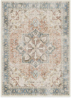 RUGGABLE Washable Vintage Area Rug – Kamran Coral 5x7, Stain-Resistant, Non-Slip – Medium Machine Washable Rugs for Living Room, Bedroom, Hallway, Entryway & Office–with Cushioned Pad