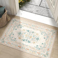 jinchan Spring Floral 2x3 Rugs for Entryway - Vintage Washable Area Rug Ultra-Thin Low Pile Soft Small Non Slip Distressed Indoor Doormat Accent for Entrance Kitchen Bedroom (2x3ft, Apricot Multi)