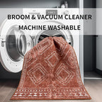 ILANGO Moroccan Area Rugs 8'x10' for Living Room Machine Washable Modern Rugs with Rubber Backing Non Slip Carpet for Dedroom Farmhouse Dining Room, Ultra-Thin, Foldable, Easy Clean