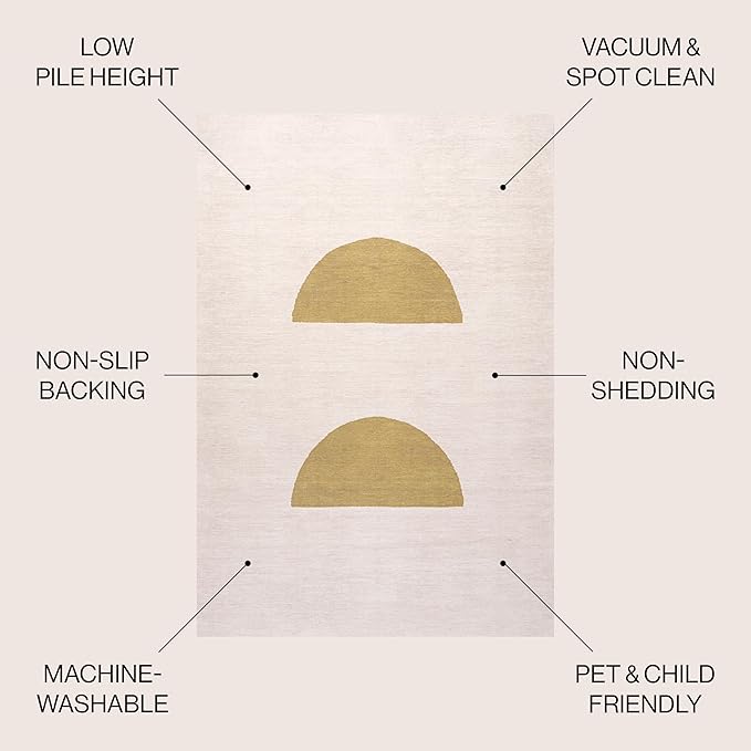 JONATHAN Y Machine Washable Cream/Moss Indoor Area Rug 8X10 ft, Luola Minimalist Geometric for Living Room, Bedroom, Kitchen, Office, Easy-Cleaning, High Traffic, Pet-Friendly, Non-Shedding WSH112A-8