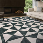 Rugshop Geometric Diamond Washable Non Slip Area Rug 5' x 7' Cream