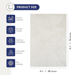 Abani Zen 4' x 6' Cream Rug – Neutral Layered Wavy Borders Pattern, Medium Soft Area Rug for Living Room & Bedroom, Durable & Easy to Clean