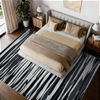 YIHOUSE 8×10 Ft Area Rugs for Living Room: Modern Abstract Black Grey and White Rug - Nonslip Washable Striped Rug for Bedroom Dining Room Office Playroom Nursery Home Decor